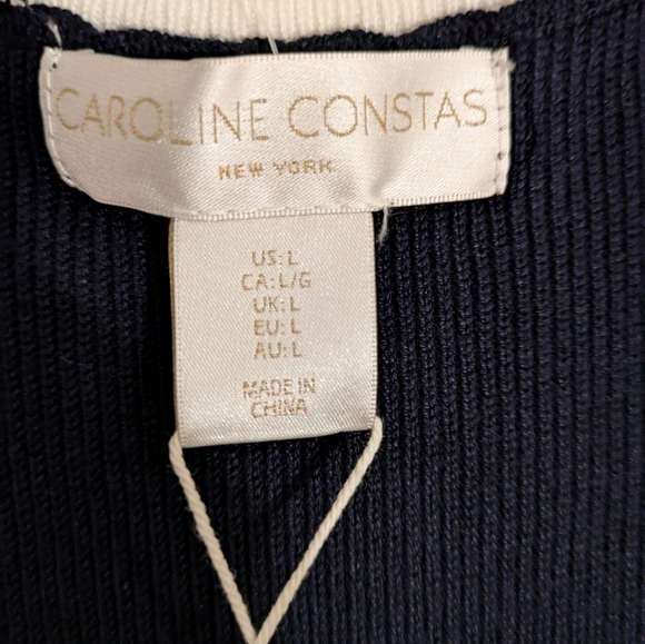 Caroline Constas L Navy And White Knit Sleeveless Dress NWT - Picture 9 of 10
